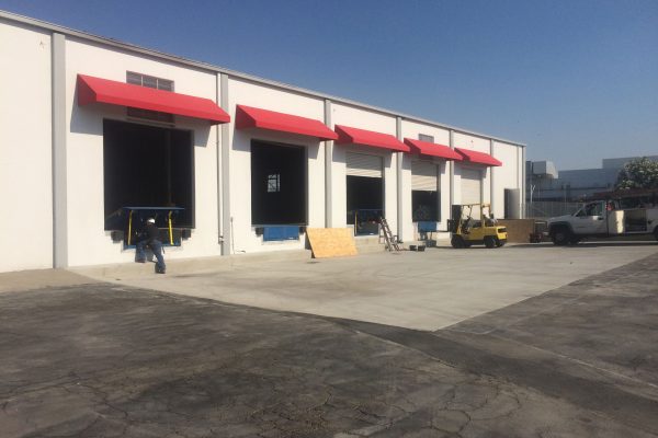 Loading bays with new garage doors being installed